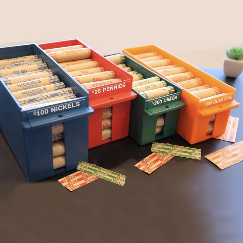 Nadex Large Capacity Rolled Coin Storage Box for Dimes | 200 Dollar Capacity, Lockable Green Wrapped Dimes Tray - Image 3